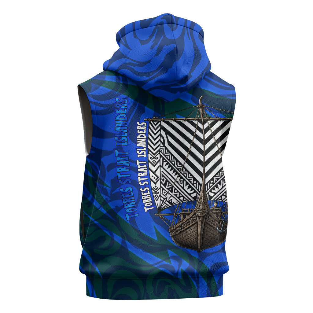 Torres Strait Islanders Forever Voyagers Sleeveless Hoodie Indigenous Australian Tribal Canoe Art