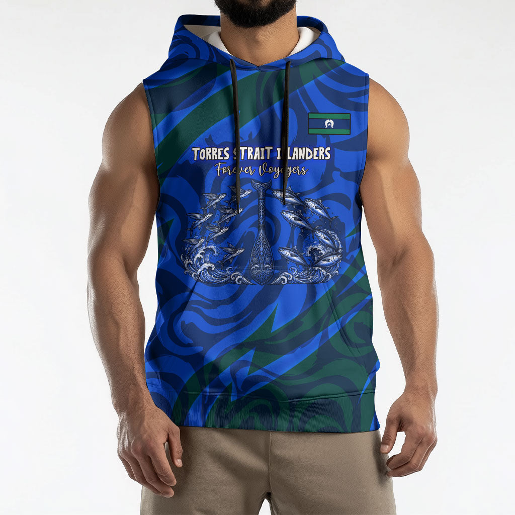 Torres Strait Islanders Forever Voyagers Sleeveless Hoodie Indigenous Australian Tribal Canoe Art