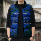Torres Strait Islanders Forever Voyagers Sleeveless Puffer Jacket Indigenous Australian Tribal Canoe Art