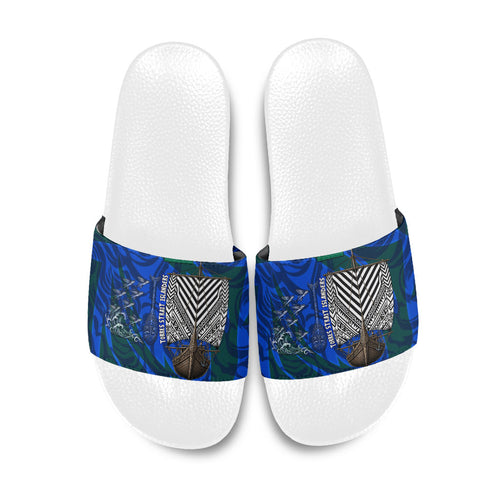 Torres Strait Islanders Forever Voyagers Slide Sandals Indigenous Australian Tribal Canoe Art
