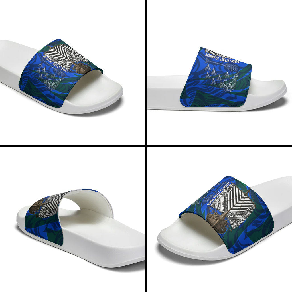Torres Strait Islanders Forever Voyagers Slide Sandals Indigenous Australian Tribal Canoe Art