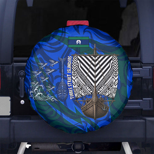 Torres Strait Islanders Forever Voyagers Spare Tire Cover Indigenous Australian Tribal Canoe Art