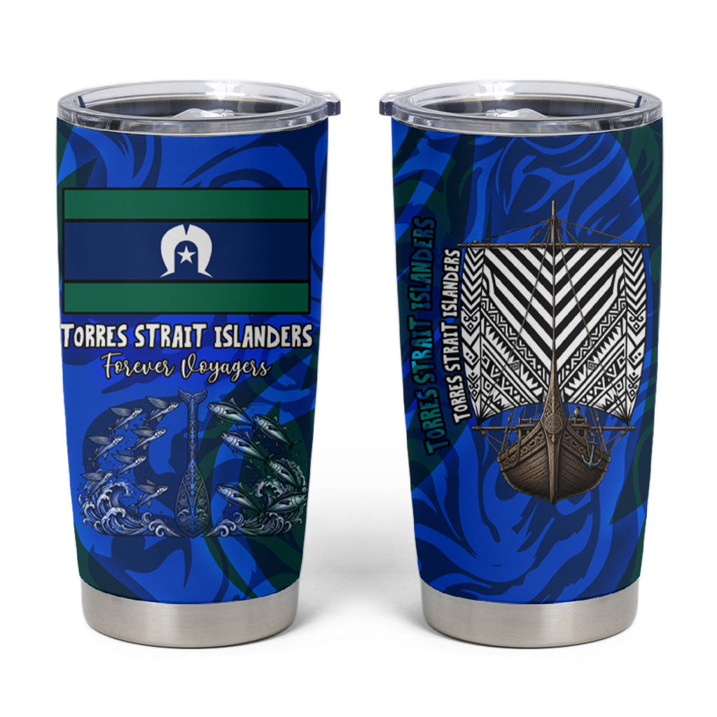 Torres Strait Islanders Forever Voyagers Tumbler Cup Indigenous Australian Tribal Canoe Art