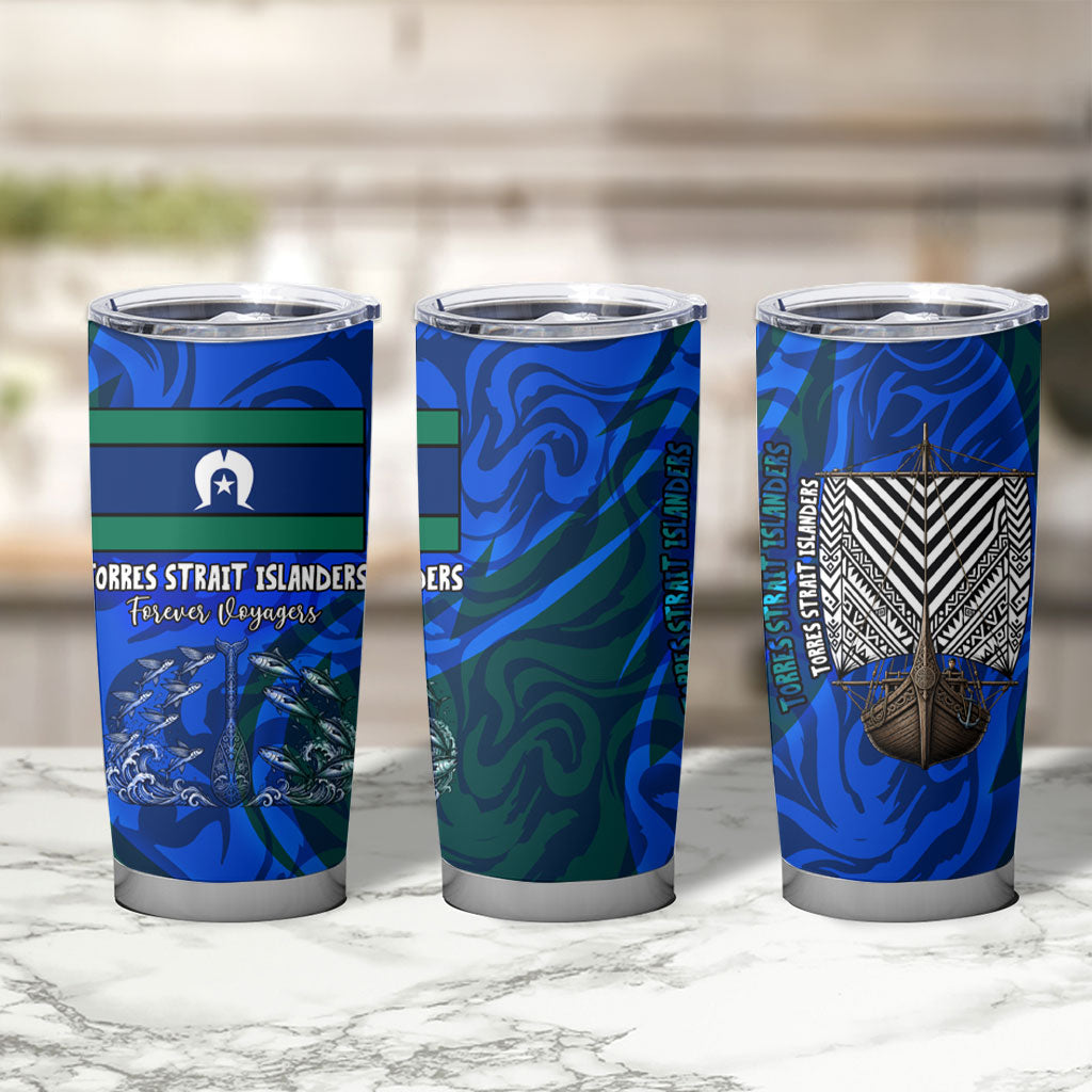 Torres Strait Islanders Forever Voyagers Tumbler Cup Indigenous Australian Tribal Canoe Art