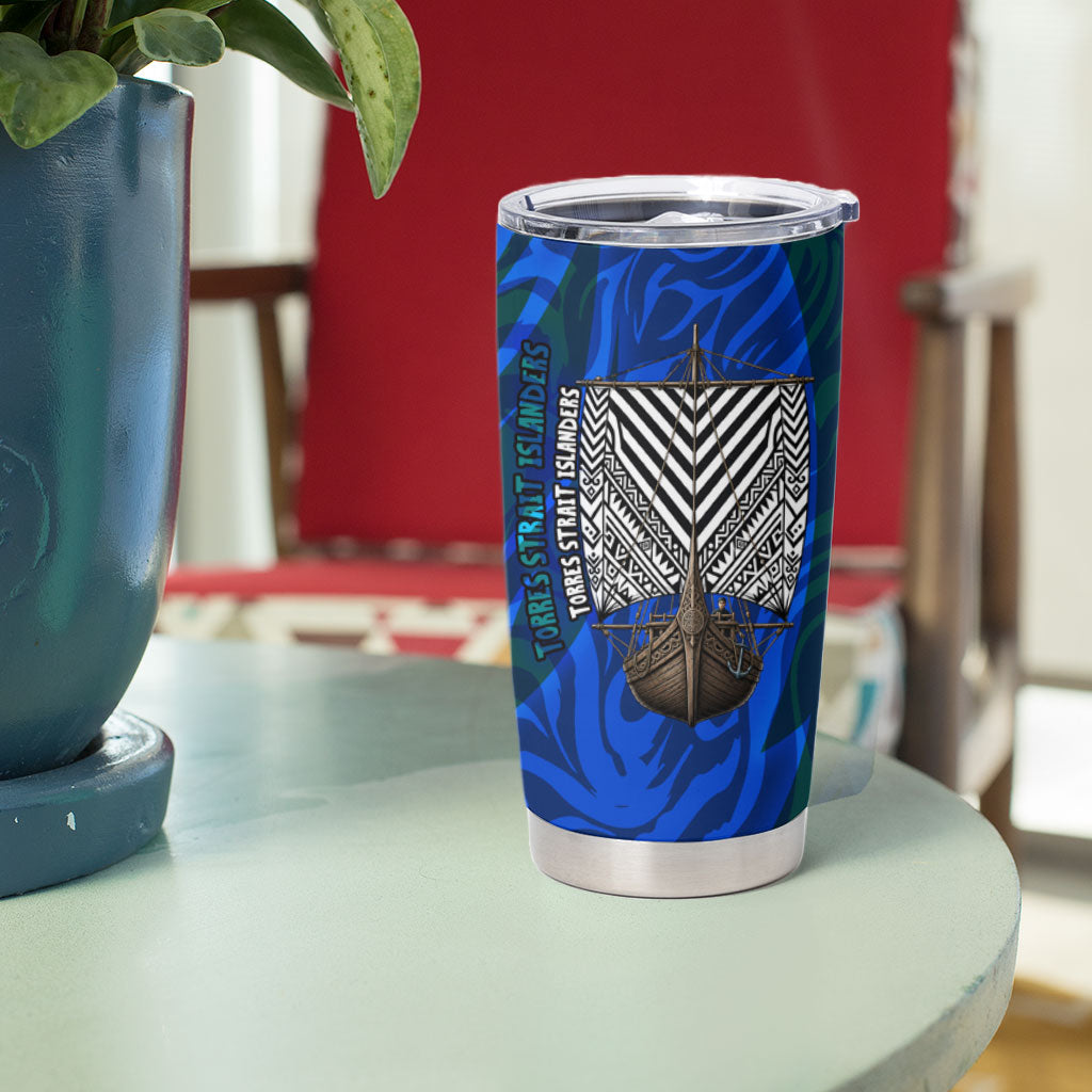 Torres Strait Islanders Forever Voyagers Tumbler Cup Indigenous Australian Tribal Canoe Art