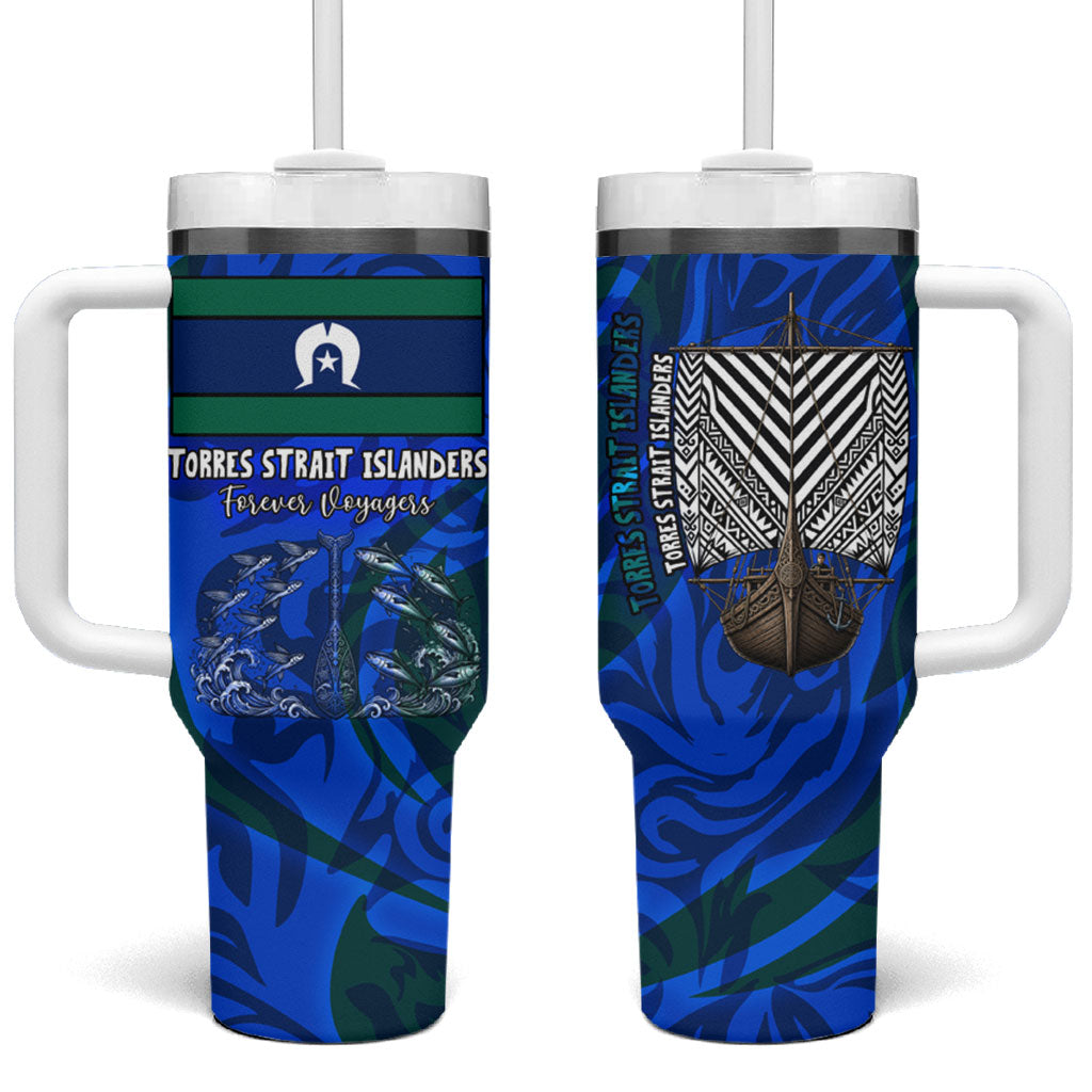 Torres Strait Islanders Forever Voyagers Tumbler With Handle Indigenous Australian Tribal Canoe Art