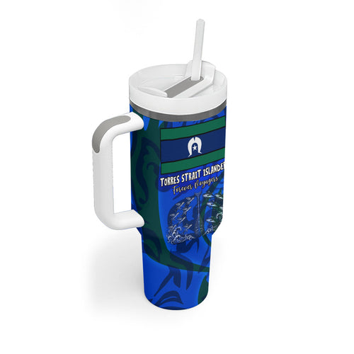 Torres Strait Islanders Forever Voyagers Tumbler With Handle Indigenous Australian Tribal Canoe Art