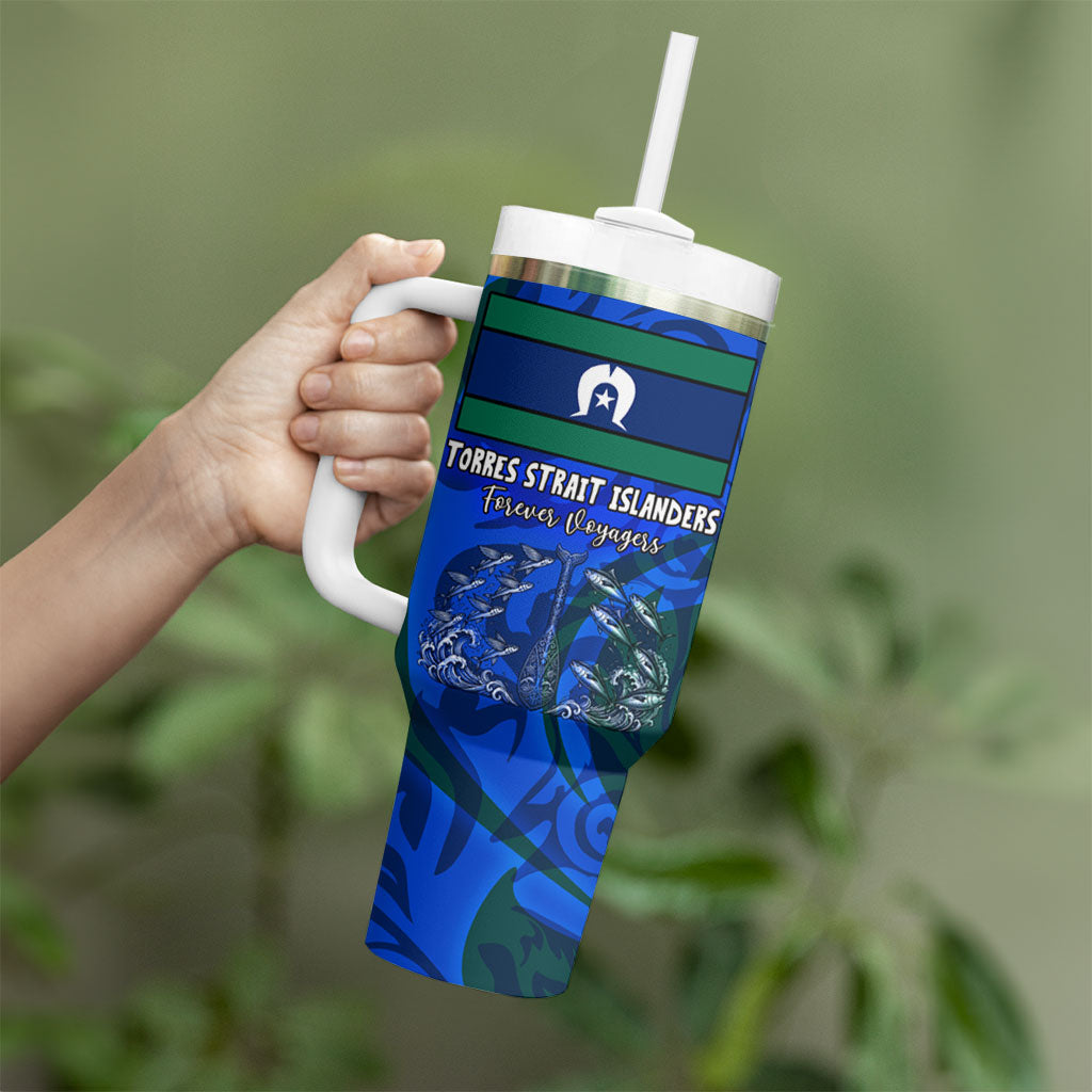 Torres Strait Islanders Forever Voyagers Tumbler With Handle Indigenous Australian Tribal Canoe Art