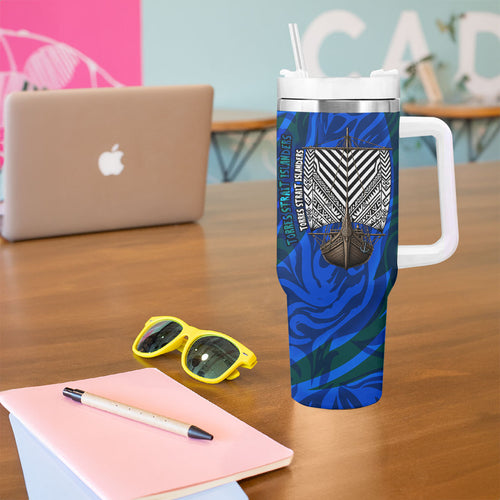 Torres Strait Islanders Forever Voyagers Tumbler With Handle Indigenous Australian Tribal Canoe Art