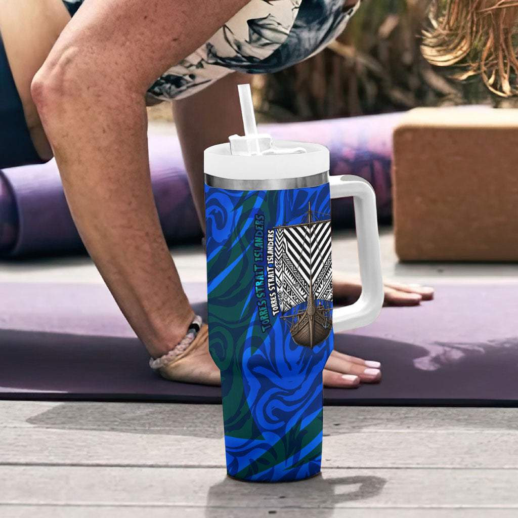 Torres Strait Islanders Forever Voyagers Tumbler With Handle Indigenous Australian Tribal Canoe Art