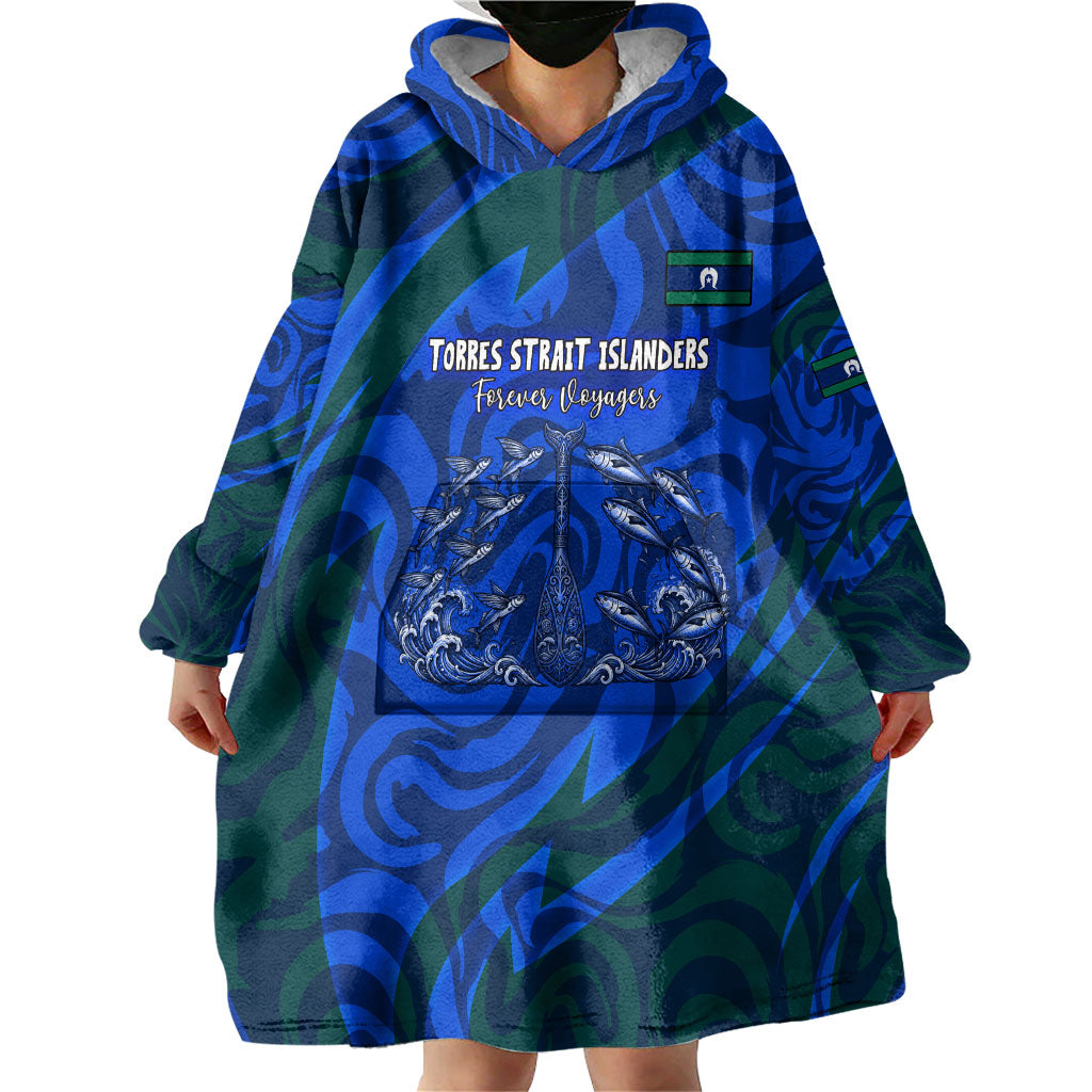 Torres Strait Islanders Forever Voyagers Wearable Blanket Hoodie Indigenous Australian Tribal Canoe Art