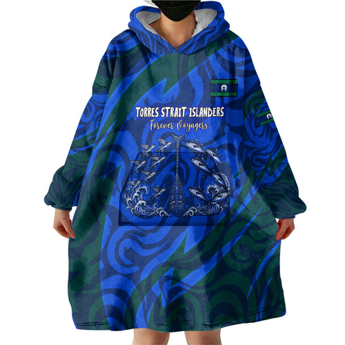 Torres Strait Islanders Forever Voyagers Wearable Blanket Hoodie Indigenous Australian Tribal Canoe Art