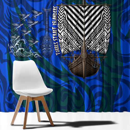 Torres Strait Islanders Forever Voyagers Window Curtain Indigenous Australian Tribal Canoe Art