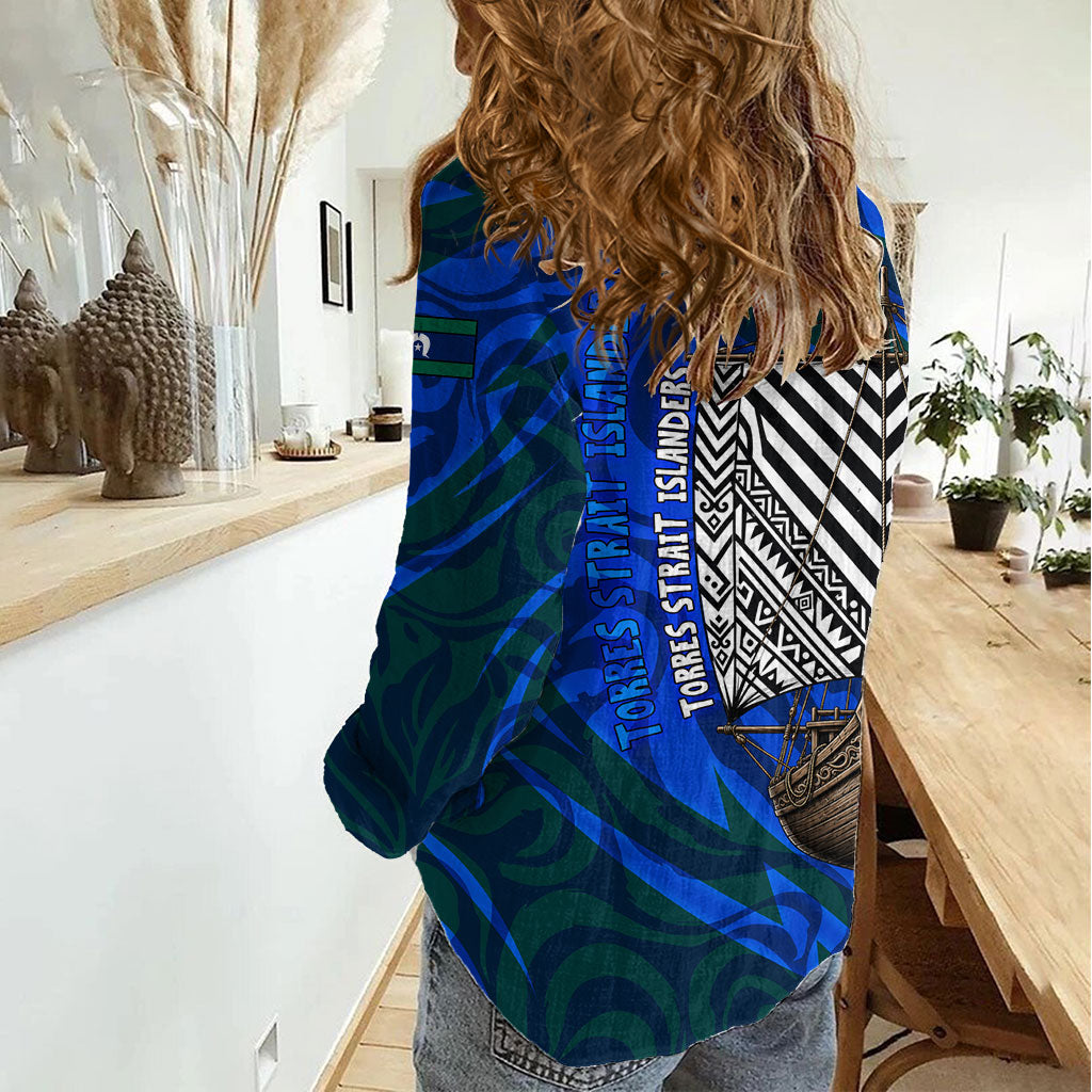 Torres Strait Islanders Forever Voyagers Women Casual Shirt Indigenous Australian Tribal Canoe Art