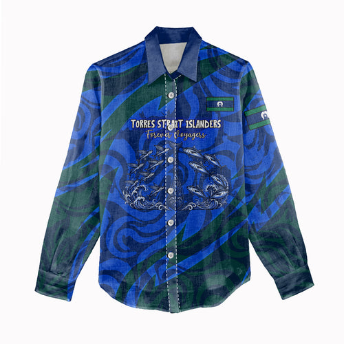 Torres Strait Islanders Forever Voyagers Women Casual Shirt Indigenous Australian Tribal Canoe Art