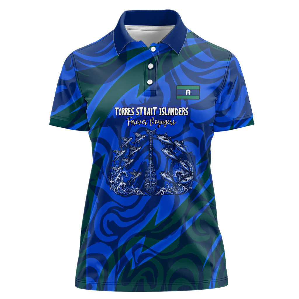 Torres Strait Islanders Forever Voyagers Women Polo Shirt Indigenous Australian Tribal Canoe Art