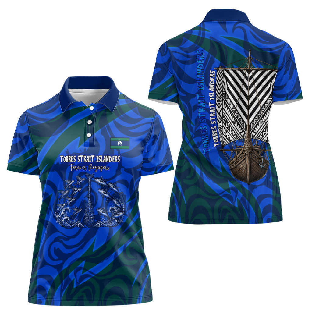 Torres Strait Islanders Forever Voyagers Women Polo Shirt Indigenous Australian Tribal Canoe Art