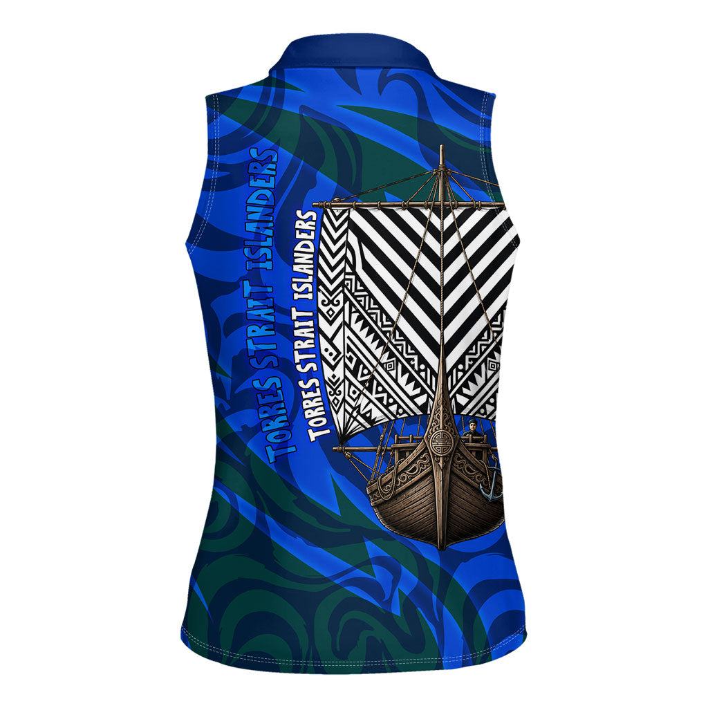 Torres Strait Islanders Forever Voyagers Women Sleeveless Polo Shirt Indigenous Australian Tribal Canoe Art