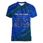 Torres Strait Islanders Forever Voyagers Women V-Neck T-Shirt Indigenous Australian Tribal Canoe Art
