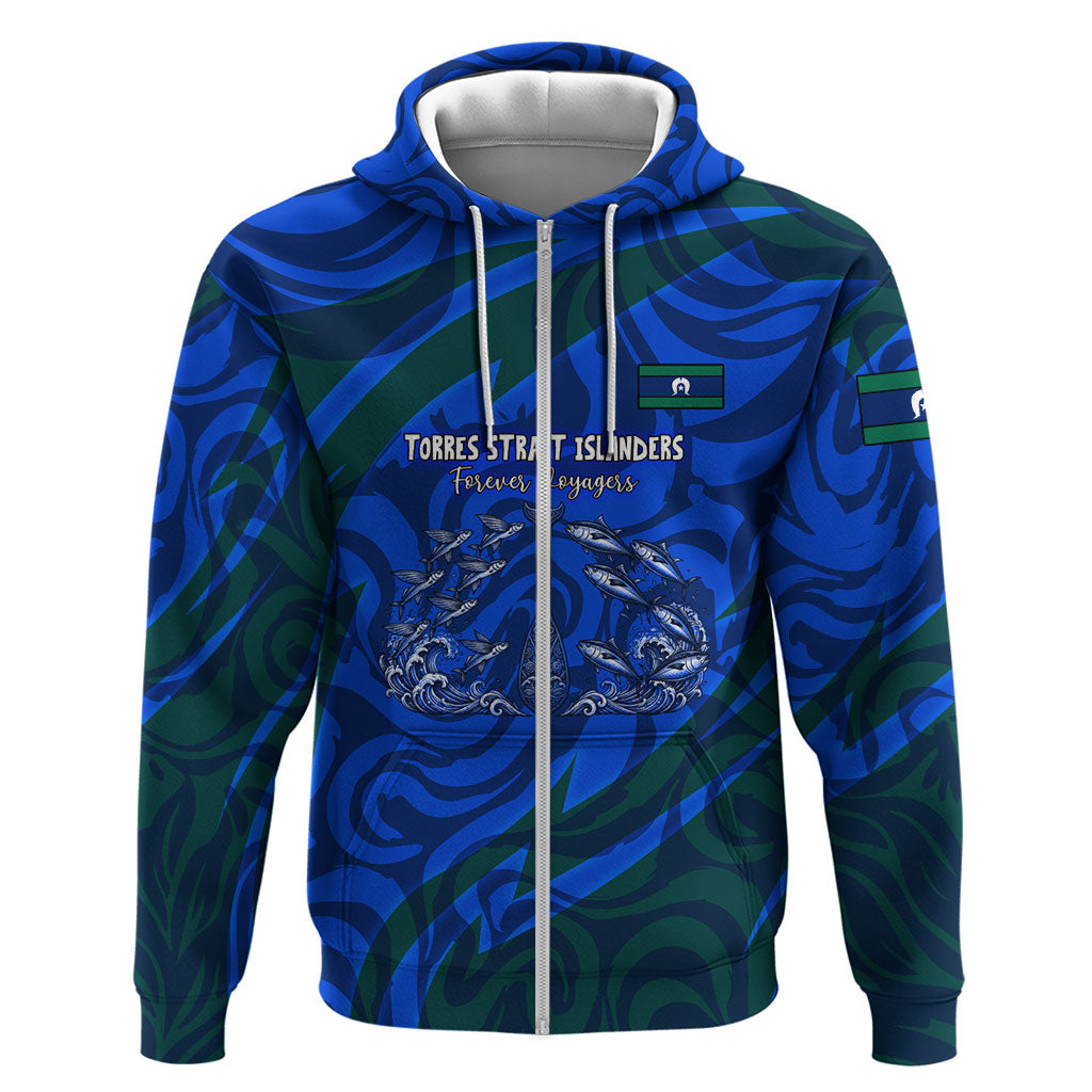 Torres Strait Islanders Forever Voyagers Zip Hoodie Indigenous Australian Tribal Canoe Art