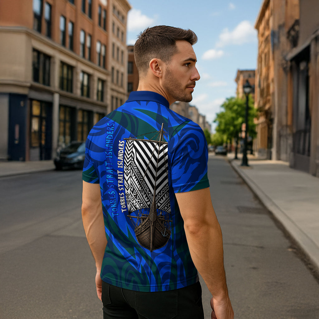 Torres Strait Islanders Forever Voyagers Zipper Polo Shirt Indigenous Australian Tribal Canoe Art