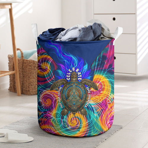 Torres Strait Islanders Sea Turtle Laundry Basket Indigenous Tribal Peace Art Cultural Headdress Motif