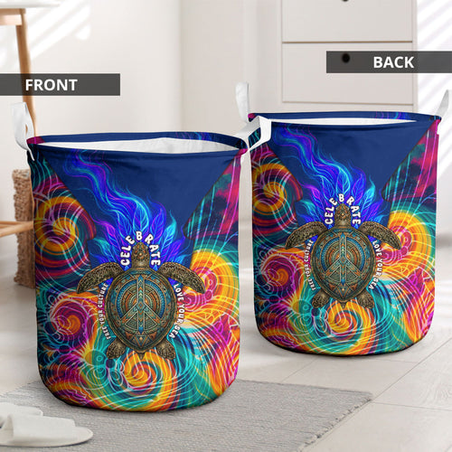 Torres Strait Islanders Sea Turtle Laundry Basket Indigenous Tribal Peace Art Cultural Headdress Motif