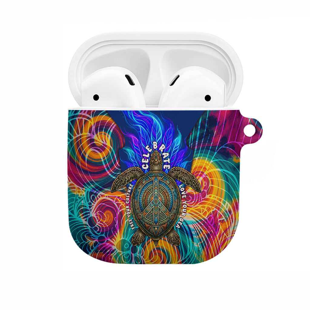 Torres Strait Islanders Sea Turtle AirPods Case Indigenous Tribal Peace Art Cultural Headdress Motif