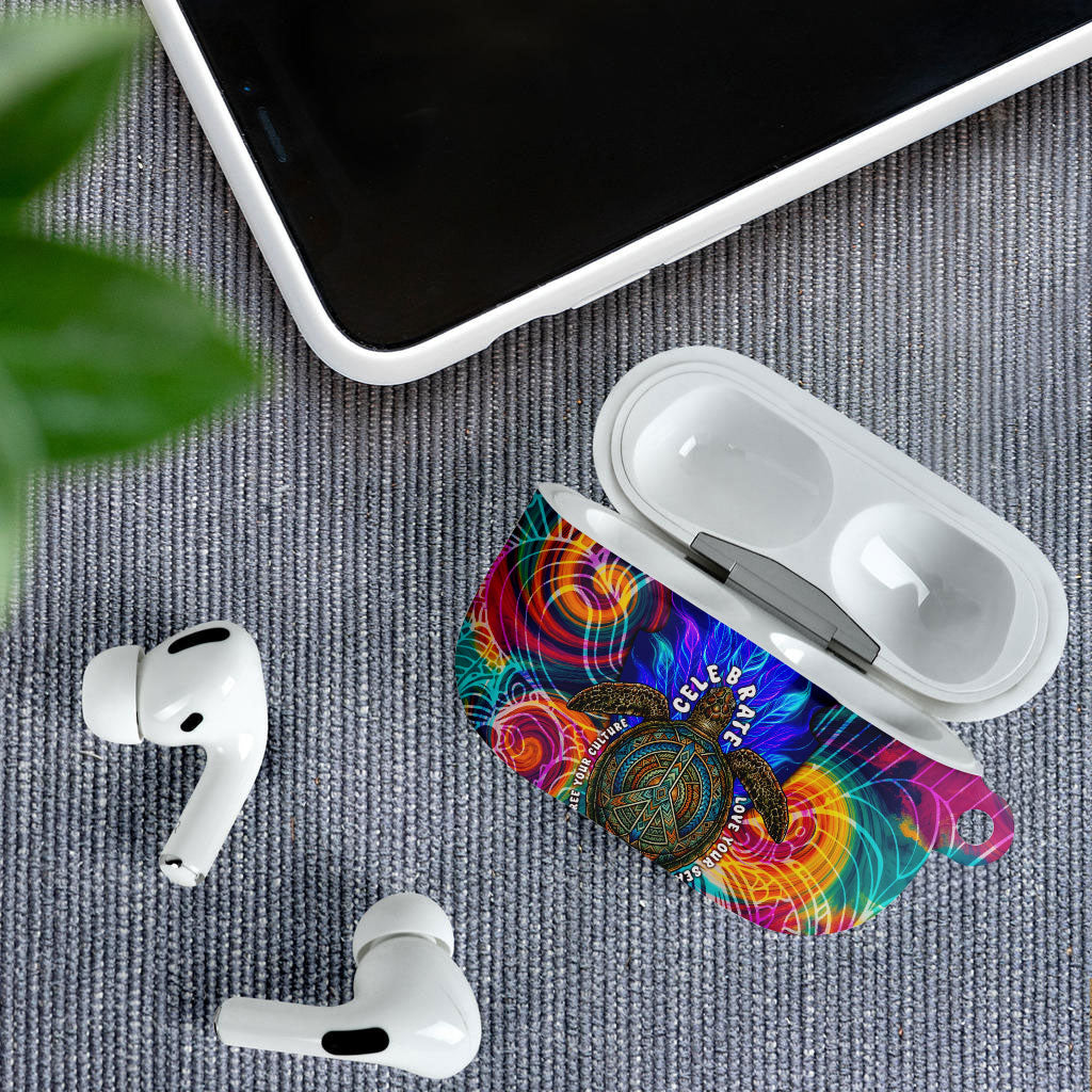 Torres Strait Islanders Sea Turtle AirPods Case Indigenous Tribal Peace Art Cultural Headdress Motif