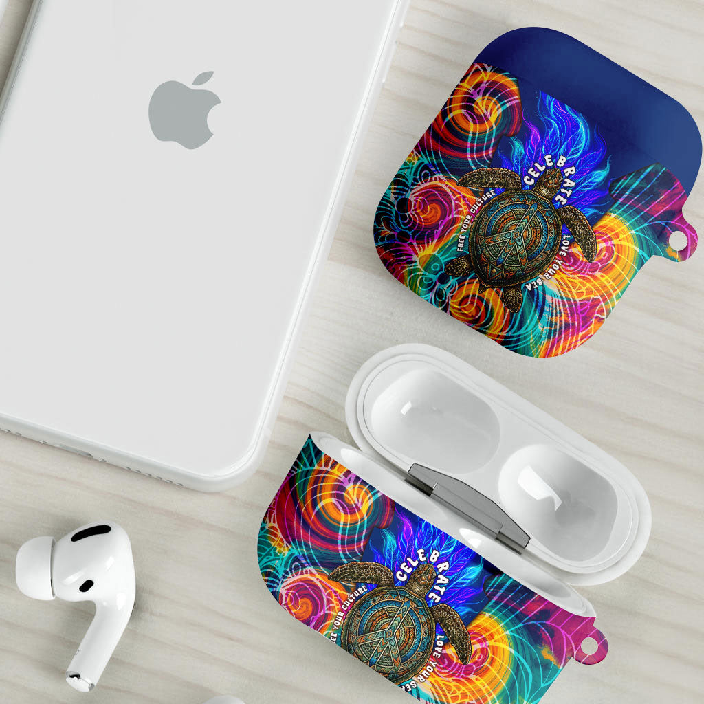 Torres Strait Islanders Sea Turtle AirPods Case Indigenous Tribal Peace Art Cultural Headdress Motif