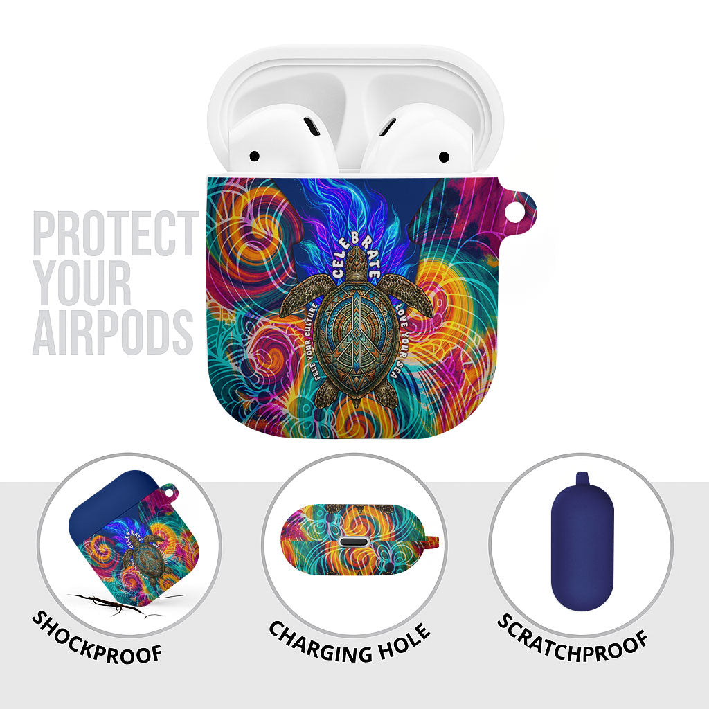 Torres Strait Islanders Sea Turtle AirPods Case Indigenous Tribal Peace Art Cultural Headdress Motif