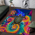 Torres Strait Islanders Sea Turtle Area Rug Indigenous Tribal Peace Art Cultural Headdress Motif