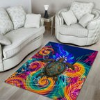 Torres Strait Islanders Sea Turtle Area Rug Indigenous Tribal Peace Art Cultural Headdress Motif