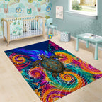 Torres Strait Islanders Sea Turtle Area Rug Indigenous Tribal Peace Art Cultural Headdress Motif