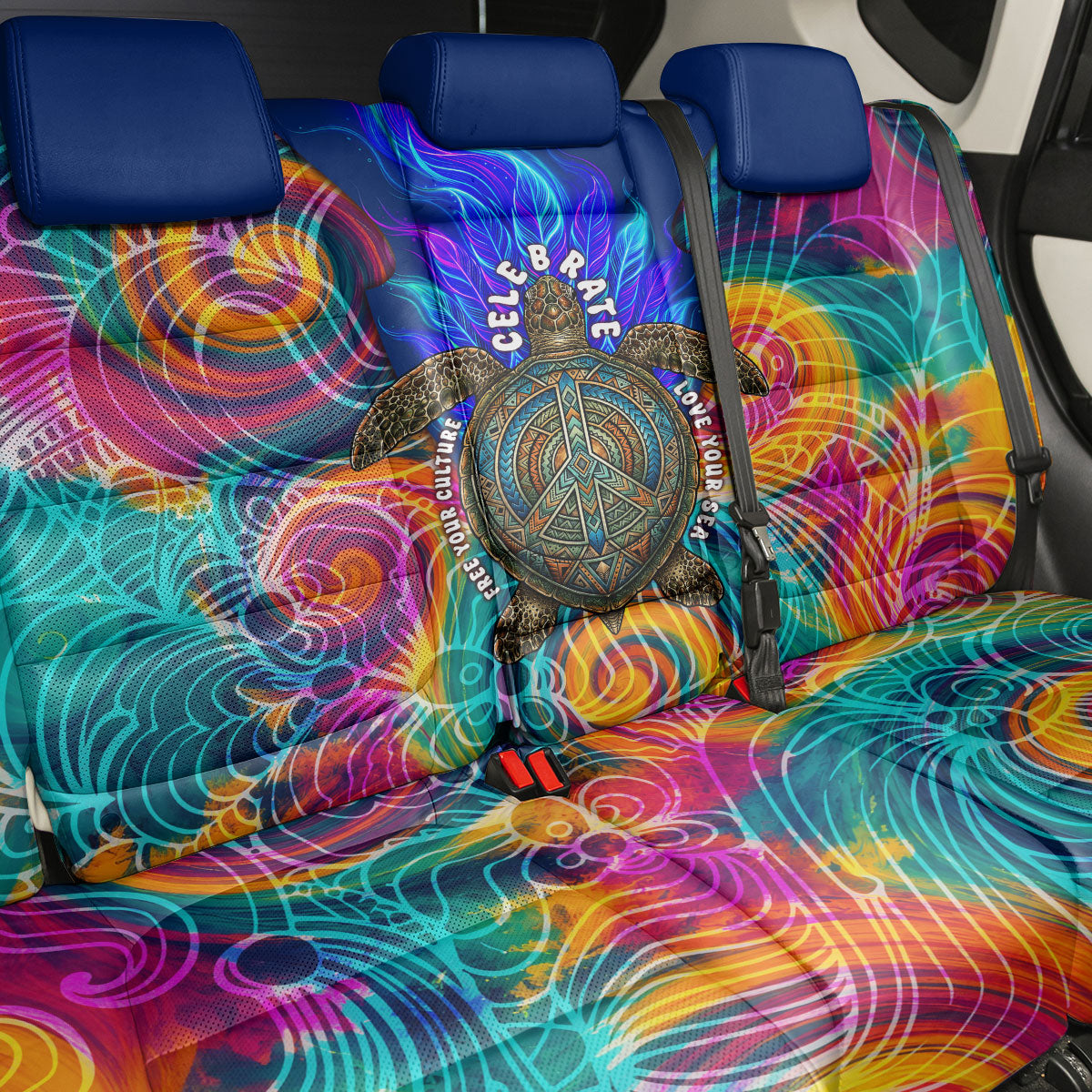 Torres Strait Islanders Sea Turtle Back Car Seat Cover Indigenous Tribal Peace Art Cultural Headdress Motif