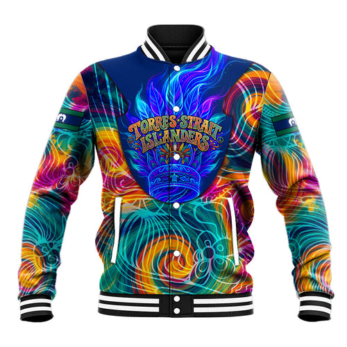 Torres Strait Islanders Sea Turtle Baseball Jacket Indigenous Tribal Peace Art Cultural Headdress Motif