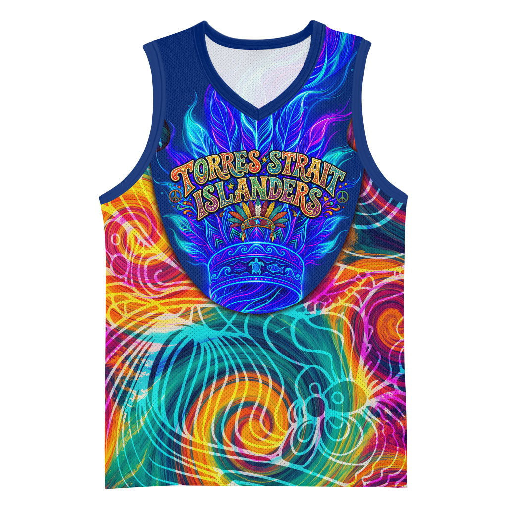 Torres Strait Islanders Sea Turtle Basketball Jersey Indigenous Tribal Peace Art Cultural Headdress Motif