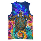 Torres Strait Islanders Sea Turtle Basketball Jersey Indigenous Tribal Peace Art Cultural Headdress Motif