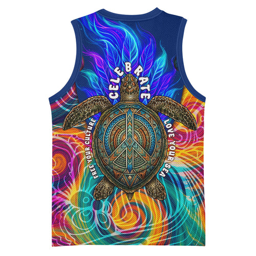 Torres Strait Islanders Sea Turtle Basketball Jersey Indigenous Tribal Peace Art Cultural Headdress Motif