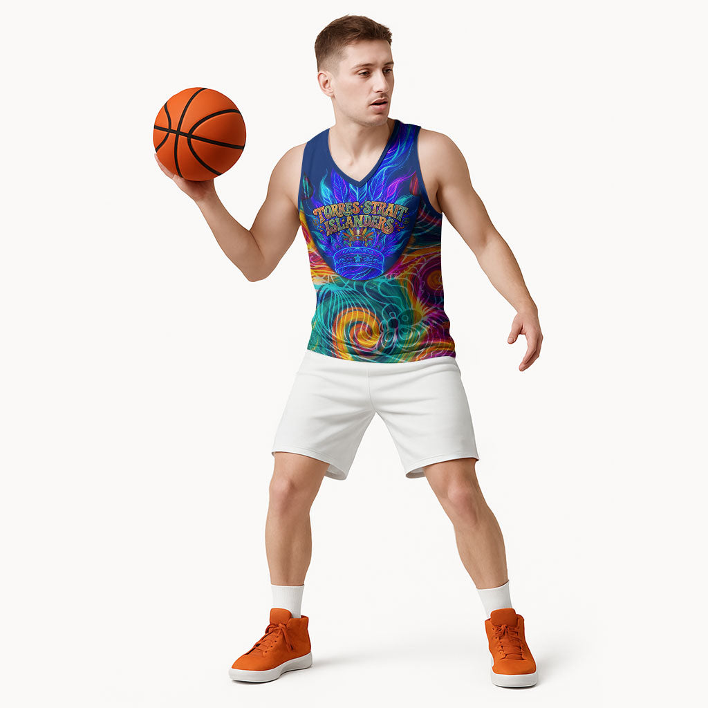 Torres Strait Islanders Sea Turtle Basketball Jersey Indigenous Tribal Peace Art Cultural Headdress Motif