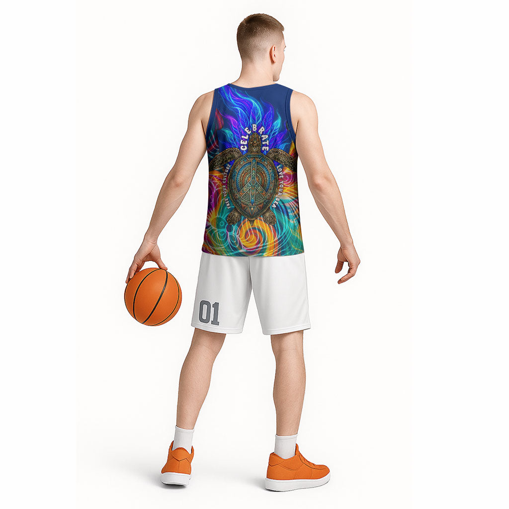 Torres Strait Islanders Sea Turtle Basketball Jersey Indigenous Tribal Peace Art Cultural Headdress Motif