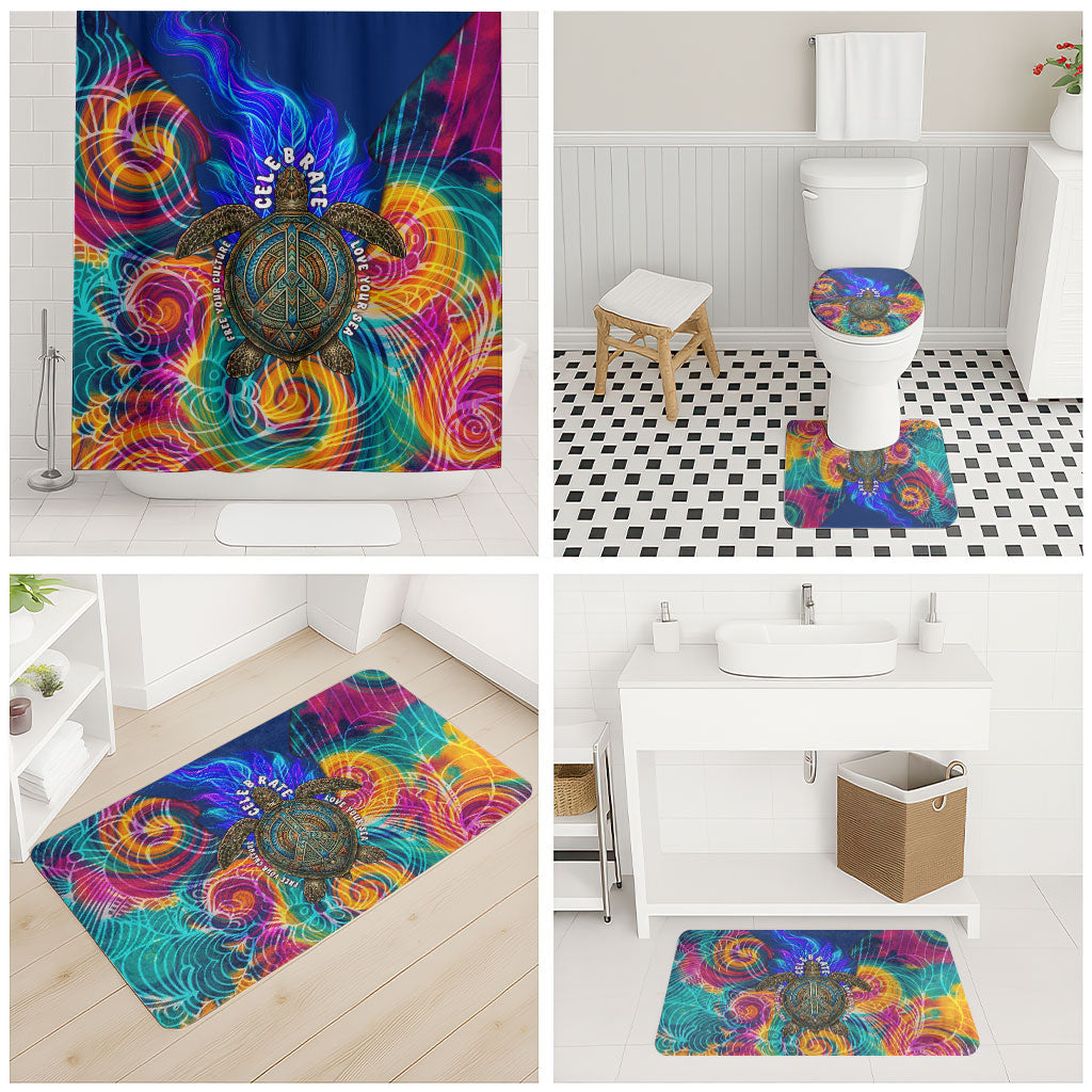 Torres Strait Islanders Sea Turtle Bathroom Set Indigenous Tribal Peace Art Cultural Headdress Motif