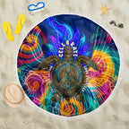 Torres Strait Islanders Sea Turtle Beach Blanket Indigenous Tribal Peace Art Cultural Headdress Motif