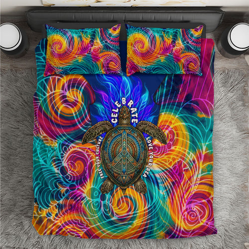 Torres Strait Islanders Sea Turtle Bedding Set Indigenous Tribal Peace Art Cultural Headdress Motif