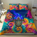 Torres Strait Islanders Sea Turtle Bedding Set Indigenous Tribal Peace Art Cultural Headdress Motif
