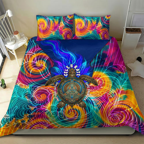 Torres Strait Islanders Sea Turtle Bedding Set Indigenous Tribal Peace Art Cultural Headdress Motif
