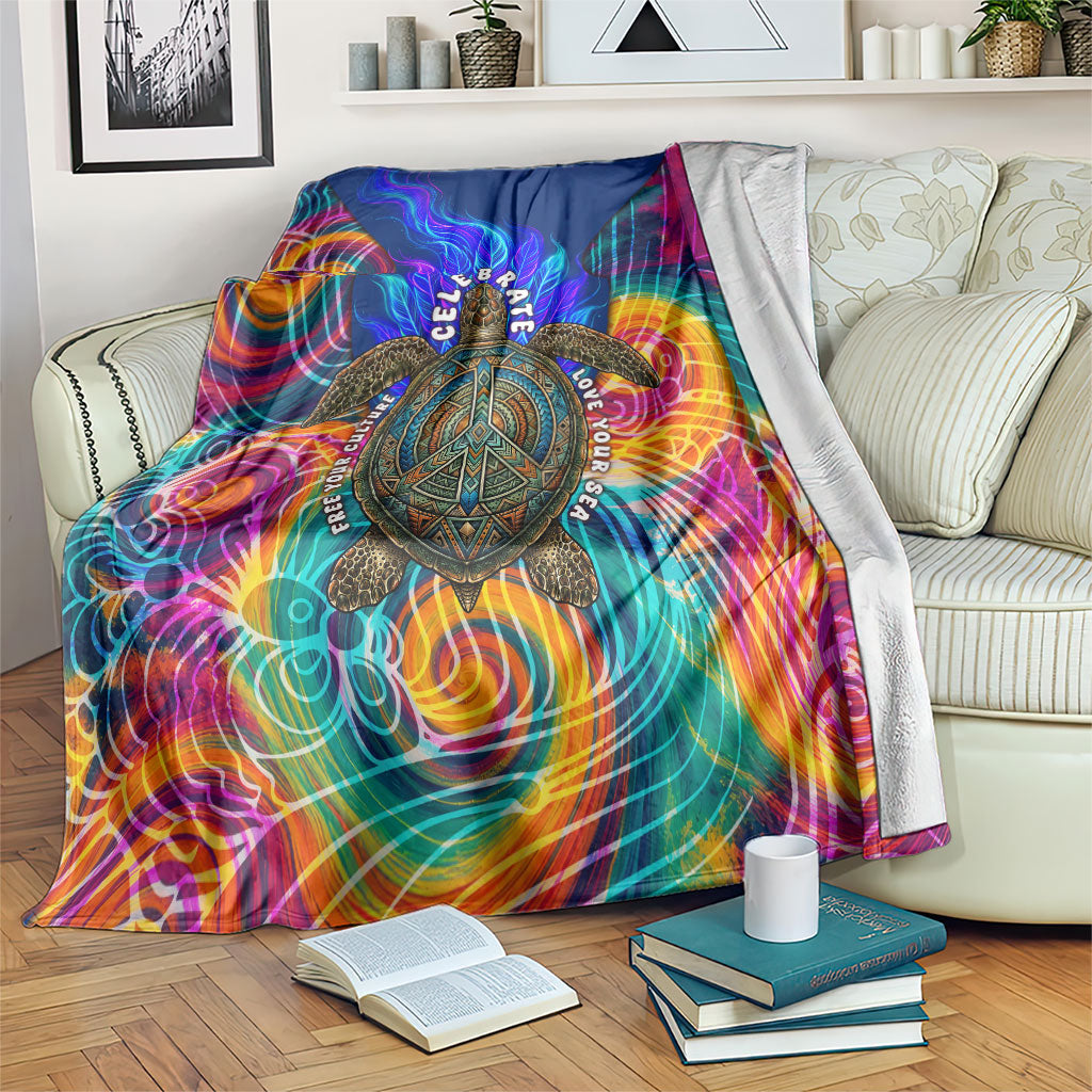 Torres Strait Islanders Sea Turtle Blanket Indigenous Tribal Peace Art Cultural Headdress Motif