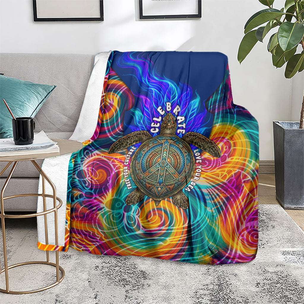 Torres Strait Islanders Sea Turtle Blanket Indigenous Tribal Peace Art Cultural Headdress Motif