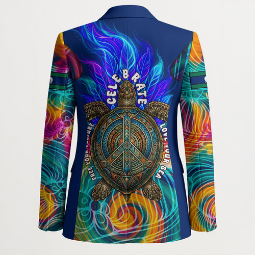 Torres Strait Islanders Sea Turtle Blazer Indigenous Tribal Peace Art Cultural Headdress Motif