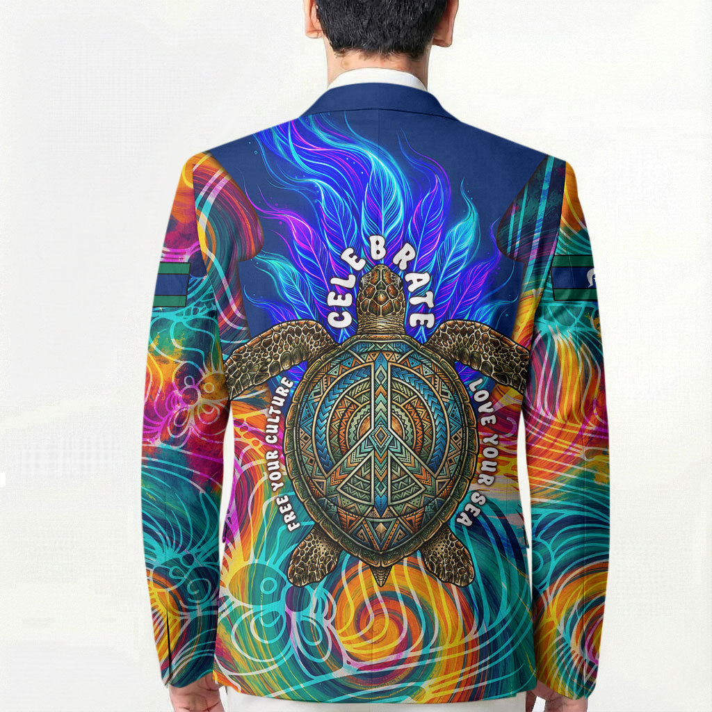 Torres Strait Islanders Sea Turtle Blazer Indigenous Tribal Peace Art Cultural Headdress Motif